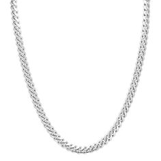 Miami Cuban Chain in Sterling Silver (24 in) Classic Cuban Link Necklace With Polished Finish, Classic Polished Cuban Link Necklace, Classic Chain Link Necklace With Polished Finish, Classic Sterling Silver Cuban Link Necklace, Sterling Silver Cuban Link Necklace For Formal Occasions, Classic White Gold Cuban Link Necklace, White Gold Cuban Link Chain Necklace With Polished Finish, Tarnish Remover, Jewelry Cleaning Solution