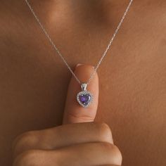 Thank you for supporting women with small businesses, I hope you like the products we designed for you, take care of yourself 🥰❤️ 925 Sterling Silver Amethyst Heart Necklace - Symbol of Love and Peace Carry love and peace around your neck with this magnificent heart-shaped amethyst stone necklace! Made of 925 sterling silver and with an elegant design, this necklace will add meaning to every moment with the unique purple color of the natural amethyst stone. It is a perfect choice for both daily Cubic Zirconia Gemstone Heart Pendant Necklace, Fine Jewelry Gemstone Heart Necklace For Anniversary, Fine Jewelry Heart Necklace With Gemstone For Anniversary, Silver Heart Cut Birthstone Necklace, Heart Cut Cubic Zirconia Gemstone Necklaces, Heart Cut Cubic Zirconia Gemstone Necklace, Heart-shaped Cubic Zirconia Birthday Jewelry, Fine Jewelry White Gold Heart Necklace With Birthstone, Fine Jewelry Necklaces Stamped 925 As Gift