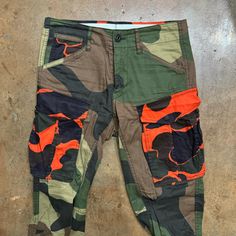 Really Cool 2-Tone Orange And Regular Camo Cargo Pants From G-Star Raw. Lightweight Summer Poly Cotton Fabric. Condition Is Like New (Never Worn). They Have Been In Storage And Could Do With An Iron. Ripped Top, Army Pants, Camo Cargo Pants, Mens Cargo, Camo Pants, Cargo Pant, Cargo Pants Men, G Star Raw, Pocket Pants