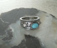 Bohemian Turquoise Ring With Stone Setting, Bohemian Silver Turquoise Ring With Stone Setting, Silver Bohemian Turquoise Ring With Stone Setting, Blue Bohemian Concho Ring, Bohemian Blue Concho Rings, Bohemian Blue Rings With Concho Detail, Bohemian Blue Rings With Concho, Bohemian Silver Concho Rings, Silver Bohemian Concho Rings