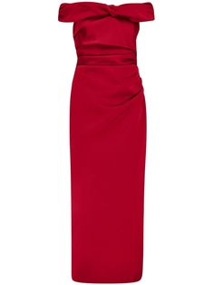 Ruched Sheath Midi Dress For Gala, Gala Sheath Midi Dress With Ruched Detail, Sheath Midi Dress For Dinner With Ruched Detail, Red Satin Midi Dress For Formal Occasions, Elegant Red Midi Dress With Draped Sleeves, Red Ruched Dress With Asymmetrical Neckline, Ruched Sheath Midi Evening Dress, Asymmetrical Neckline Ruched Midi Dress For Gala, Ruched Midi Dress With Asymmetrical Neckline For Gala