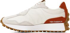 Low-top canvas, suede, and grained leather sneakers in off-white and orange. · Lace-up closure · Logo patch at padded tongue · Padded collar · Logo at sides · Mesh lining · Foam rubber midsole · Treaded rubber sole Supplier color: Sea salt/White/Black White Walking Sneakers With Rubber Sole, White Walking Sneakers With Rubber Waffle Outsoles, White Canvas Sneakers With Boost Midsole, White Textile Sneakers With Gum Sole, Cream Canvas Sneakers For Sports, White New Balance Walking Sneakers, White High-top Sneakers For Walking, Casual Sneakers Women, New Balance Sneakers