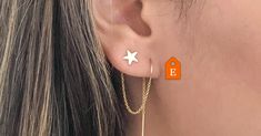 Double Piercing Earring Star and Moon Earrings Multiple | Etsy Everyday Star Cartilage Earrings, Dangle Earrings With Star Charm, Star-shaped Ear Climbers For Pierced Ears, Star Shaped Ear Climbers As Gift, Dainty Star Charm Earrings, Star-shaped Ear Climbers As Gift, Trendy Dangle Ear Climbers As Gift, Star-shaped Ear Climbers For Gift, Second Piercing Earrings