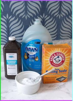 ingredients to make dish soap on a marble counter