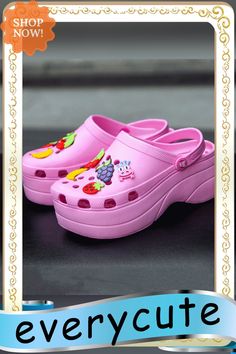 Summer Women Slippers Platform Clogs Outdoor Garden Shoes Female Pool Sandals Bathroom Flip Flops Mules Beach Slippers Summer Open Toe Non-slip Clogs, Trendy Non-slip Clogs With Round Toe, Pink Closed Toe Platform Slippers For Summer, Casual Pink Non-slip Platform Slippers, Cute Summer Slip-on Clogs, Cute Slip-on Summer Clogs, Pink Platform Slippers For Beach, Spring Beach Clogs With Synthetic Material, Pink Platform Slippers With Round Toe For Beach