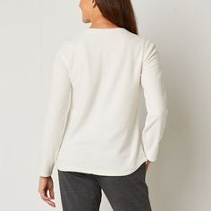 Stock up on cozy everyday essentials with this St. John's Bay women's tall long-sleeve sweatshirt. It's made from soft marled fleece for a regular-fit with a classic v-neckline. Wear it with jeans, pants or leggings.Features: EssentialsClosure Type: Pullover Head, ZipperFit: Regular FitNeckline: V NeckSleeve Length: Long SleeveSleeve Style: Cap SleeveApparel Length: 27.5 Inches - FrontFiber Content: 100% PolyesterFabric Description: FleeceCare: Tumble Dry, Machine WashMaterial: PolyesterCountry… Sweatshirt White, Large Shirts, Long Sleeve Sweatshirt, Polar Fleece, Everyday Essentials, White Sweatshirt, Long Sleeve Sweatshirts, Jeans Pants, Everyday Essentials Products