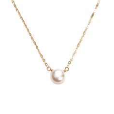 The pearl necklace is made with a single freshwater pearl, the traditional birthstone of June. Perfect for a night out or an overall a classy look, the dainty pearl necklace is made from a hand selected pearl and crafted with care in our San Francisco studio. Available with 14k gold, gold fill and sterling silver chains.DETAILS- Set with genuine Pearl- Pearl size: approximately 5 mm by 5 mm- Made in gold filled, sterling silver or 14k solid gold- Adjustable chain 14" - 16", 16" - 18" or single s Gold Pearl Pendant Necklace In 14k Gold Filled, Classic Pearl Charm Necklace With Pearl Pendant, Classic Pearl Charm Necklace With Pearl Drop, Classic Pearl Charm Necklaces With Pearl Drop, Classic Pearl Charm Necklace With Pearl Chain, Classic Pearl Chain Necklace With Pearl Pendant, Classic Pearl Chain Necklace With Pearl Charm, Classic Pearl Necklaces With Delicate Chain, Classic Pearl Charm Necklace