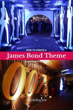 an advertisement for james bond's corporate event with the title how to create a james bond theme