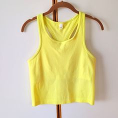 New Without Tags, Washed And Never Worn. Fabric Is Four-Way Stretch, Sweat-Wicking, And Quick-Dry Seamless Construction Reduces Chafing Light Support Built-In Bra Tight Fit, Cropped Length Lululemon Ebb To Street, Neon Yellow, Racerback Tank, Quick Dry, Lululemon Athletica, Built In, Tights, Size 10, Neon