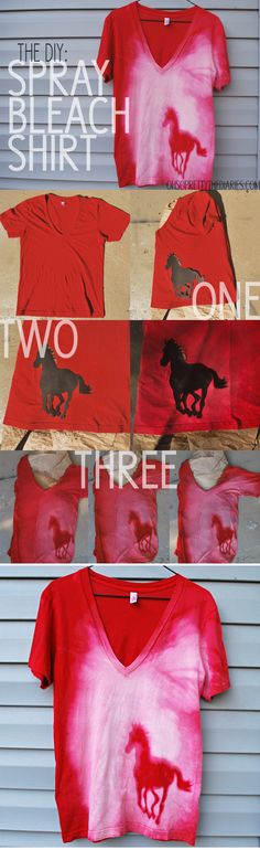 three t - shirts with horses on them hanging from a wall