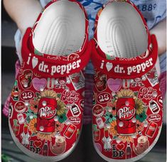 Dr Pepper Crocs, Dr Pepper Stuff, Doctor Pepper, Cool Crocs, Red Crocs, Custom Jordan, Styling Crocs, Pretty Sneakers, Crocs Fashion