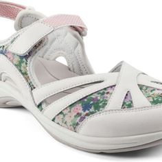 Adjustable Hook-And-Loop Straps Provide A Custom Fit For This Pretty But Hardy Hiking Sandal With Feminine Floral Panels. 1" Heel Cushioned Insole With Arch Support Leather Upper/Textile Lining/Rubber Sole Spring Sport Sandals With Arch Support And Closed Toe, Spring Closed Toe Sport Sandals With Arch Support, Closed Toe Sport Sandals With Arch Support For Spring, Spring Season Sport Sandals With Ortholite Insole, Spring Flat Sport Sandals With Arch Support, Flat Sport Sandals With Arch Support For Spring, Spring Cushioned Closed Toe Sport Sandals, Spring Closed Toe Sport Sandals With Cushioned Footbed, Spring Sport Sandals With Removable Insole For Walking