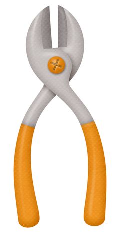 a pair of pliers with orange handles