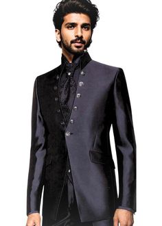 Attractive look reception 1 Button tuxedo suit - 6pc (Jacket, Vest, Pants, Shirt, Tie, Brooch) made from black color polyester fabric. It has bottom as trouser.  Perfect for weddings,graduation ceremoney,dating, meeting, yacht party, banquet, hosts' wearing,etc Dry clean only; Made in India Black Double Breasted Suit For Party With Suit Collar, Black Double-breasted Suit With Suit Collar For Party, Black Double Breasted Suit For Party, Black Single Button Tuxedo For Party, Black Single-button Tuxedo For Party, Black Single Button Suit For Party, Black Single-button Suit For Party, Designer Tailored Black Suit, Black Single Button Wedding Blazer