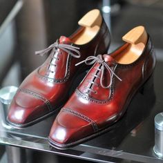 Handmade Men Red Oxford Genuine Leather Formal Dress Shoes on Storenvy Formal Dress Shoes, Quality Leather Boots, Custom Design Shoes, Handmade Shoes, Formal Dress, Leather Shoes, Small Businesses, Leather Boots, Calf Skin