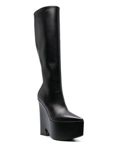 Versace Tempest knee-high Boots - Farfetch Leather Knee-high Boots, Evening Leather Platform Knee-high Boots, Leather Platform Knee-high Boots For Evening, Evening Knee-high Platform Boots In Calf Leather, Evening Knee-high Calf Leather Platform Boots, Formal Knee-high Boots With Platform And Pointed Toe, Elegant Knee-high Boots With Platform And Pointed Toe, Evening Knee-high Platform Boots With Sculpted Heel, Evening Knee-high Platform Boots