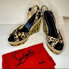 ‘Christian Louboutin’ Cowhide Leopard Print Espadrilles 5’5 Platform Heel Sandal Sz 41 Or 11 Women’s. Shoe Is In Great Preloaded Condition. Original Dust Bag Included Leopard Print Platform Heels, Louboutin Heels & Wedges, Leopard Print Platform High Heels, Leopard Louboutin Heels, Espadrilles Platform, 4-inch Heel Leopard Print Leather Heels, Heel Sandal, Platform Heel, Platform Sandals Heels