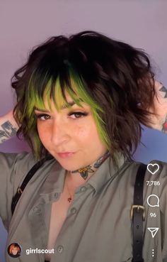 Short Hair Pop Of Color, Dip Dyed Bangs, Shag Haircut Vivid Color, Color Block Ideas Hair, Easy To Manage Short Hair For Women, Short Hair Colored Tips, Peekaboo Bangs Short Hair, Colored Bangs Only Fringes, Fun Hair Dye Ideas For Short Hair