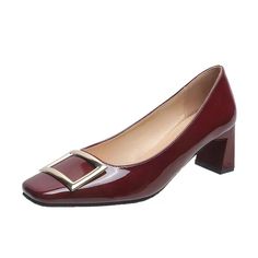 Chic Heels With Block Heel And Metal Pin Buckle, Chic Heels With Metal Pin Buckle And Block Heel, Elegant Block Heels With Rectangular Buckle For Formal Occasions, Elegant Office Heels With Rectangular Buckle, Elegant Office Heels With Metal Pin Buckle, Chic Heels With Metal Pin Buckle For Office, Dress Shoes Women, High Heel Dress Shoes, Heels Dress