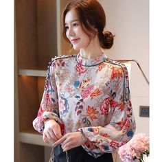 Description: Look great, feel wonderful, elegant, and sophisticated wearing this premium top quality luxury style floral print design blouse. Perfect for the Spring, Summer and Autumn Seasons, you will always have many variety of ways to wear and enjoy this premium top quality chiffon blouse. Details: GLORIA Design Women's Fashion Premium Quality Luxury Style Floral Print Design Blouse for Women Beige Blue Coral Red Floral Designer Style Chiffon Blouse for Women. Department Name: Women's Clothin Long Sleeve Floral Print Office Blouse, Office Long Sleeve Floral Print Blouse, Elegant Printed Tops For Office, Elegant Printed Tops For The Office, Feminine Multicolor Floral Print Blouse, Printed Spring Office Blouse, Spring Office Blouse With Print, Chic Office Blouse With Floral Print, Elegant Multicolor Blouse For Work