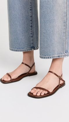 Reformation Lake Flat Sandals | Shopbop Save Earth, Leather Buckle, Holiday Outfits, Flat Sandals, Timeless Design, Ankle Strap, Brazil, Walnut, Shoes Sandals