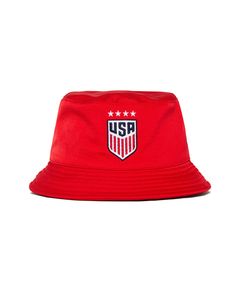 OFFICIAL COLLABORATION WITH U.S. SOCCER The hat you'll be wearing with all of your favorite fits. This hat also includes a gold daisy pin to put on your hat or wear on a tee. Details: USA logo embroidery on front Satin USA lining Flag label One size Care: Hand wash only Sporty Bucket Hat With Curved Brim, Summer Sports Baseball Cap With Flat Brim, Summer Sports Events Baseball Cap With Flat Brim, Summer Sports Flat Brim Baseball Cap, Sporty Bucket Hat One Size, Casual Short Brim Hat For Sports Events, Sporty Bucket Hat, Sports Bucket Hat, One Size Fits Most, Curved Brim Bucket Hat