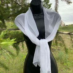 Plain white long shawl for wedding or Formal party events. Chiffon fabric scarf. Very elegant and pretty. Hand wash only. Hang dry. wide and long 20 or 24 inches wide. 74 inches long scarf. Shawl For Wedding, White Shawl, Elegant Shawl, Long Shawl, Chiffon Shawl, Fabric Scarf, White Apron, White Scarf, White Scarves