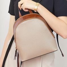 Buy Apricot Genuine Leather Top Handle Double Zipper Backpack Worldwide Free shipping and return, color: Brown , material: Genuine Leather Leather Backpacks School, Leather Backpack Women, Mini Leather Backpack, Vintage Leather Backpack, Women Backpack Travel, City Backpack, Real Leather Handbags, Women Leather Backpack, Backpack Women