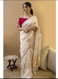 Muga Silk, Onam Outfits, Sarees For Wedding, Silk Banarasi Saree, Sarees For Girls, Bridal Sarees South Indian, Fashionable Saree Blouse Designs, Modern Saree, Fancy Sarees Party Wear