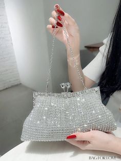 BagForLove - Elegant Rhinestone-Embellished Square Bag: Ideal Bridal Clutch for Weddings Glamorous Crystal Evening Bag For Prom, Prom Evening Bag Embellished With Crystals, Prom Crystal Evening Bag Embellished, Embellished Crystal Evening Bag For Prom, Crystal Embellished Evening Bag For Prom, Glamorous Sparkling Clutch For Weddings, Glamorous Bedazzled Evening Bag For Wedding, Crystal Clutch With Rhinestones, Rhinestone Bags For Banquet