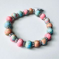 Vivabeads Chunky Handmade Beads Stretch Bracelet Nwt Each Viva Bead Is Made From A Technique Called Caning Polymer Clay And Low Temperature Baked, Before Strung Into Jewelry Creations. Each And Every Viva Bead Is Truly A Work Of Art To Treasure! Nickel Free & Lead Free, Silver-Plated. Multicolor Faceted Oval Beads Bracelets, Multicolor Bracelets With Faceted Oval Beads, Colorful Stretch Bracelet With Large Round Beads, Adjustable Multicolor Crystal Bracelet With Large Beads, Orange Bracelets With Wooden Round Beads, Multicolor Beaded Bracelets With Faceted Oval Beads, Multicolor Faceted Oval Beads Bracelet, Disney Charm Bracelet, Boho Cuff Bracelet