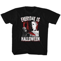 Halloween-Everyday-Black Toddler-Youth S/S Tshirt - Coastline Mall Michael Myers Tattoo, Myers Tattoo, Horror Tshirt, Tattoo Shirt, Halloween Everyday, Halloween Movies, Michael Myers, Movie T Shirts, Blank Canvas