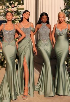 Maid Of Honour Dresses, Wedding Gowns Mermaid, Green Gown, Mermaid Dress, Wedding Party Dresses, Classy Dress