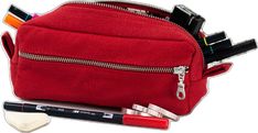 Casual Pencil Case With Pen Slots For Everyday, Casual Pencil Case With Pen Slots, Red Rectangular Pencil Case, Red Rectangular Pencil Case For Everyday Use, Red Pencil Case With Zipper Closure, Red Rectangular Pencil Case For Travel, Casual Red Rectangular Pouch, Rectangular Red Pencil Case For Travel, Casual Zipper Pouch Pencil Case Gift