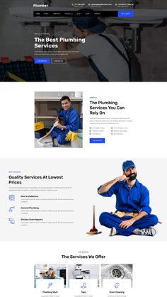 an image of a website page for plumbing company