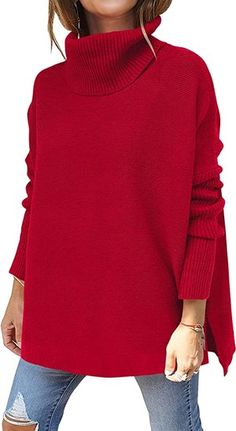 Christmas Party Outfit (20+ Christmas Outfit Ideas from Dressy to Casual) Tricotin Long, Winter Tunic, Chunky Oversized Sweater, Oversized Sweater Women, Pull Oversize, Oversized Turtleneck Sweater, Oversized Sweaters, Sweater Tops, Sweater Season