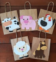 paper bags with farm animals on them