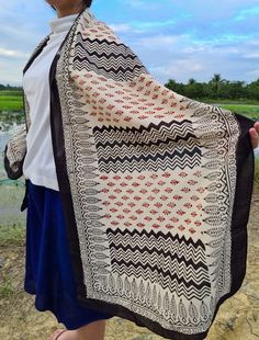 A super soft cotton scarf with wood block print from India. Traditional Brown Cotton Scarf, Traditional Hand Printed Cotton Scarves, Patterned Cotton Bohemian Scarves, Bohemian Cotton Scarf With Pattern, Patterned Cotton Dupatta With Printed Border, Bohemian Black Cotton Scarves, Black Bohemian Cotton Scarves, Black Printed Cotton Dupatta, Black Cotton Dupatta With Block Print