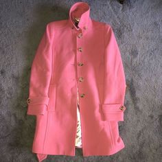 Coat Is In Fantastic Condition. Only Flaw Is A Small White Dot On The Inside Of The Collar. It’s Not Viable At All On The Outside So Really Has No Effect Whatsoever. Cost Is In Outstanding Shape Trench Coat, J Crew, The Outsiders, Size 4, Jackets & Coats, Jackets For Women, Wool, Collar, Pink