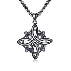 PRICES MAY VARY. ✨Witches Knot Necklace Design✨ This Witches Knot necklace adorned with four vibrant purple zircon stones, which adds an element of mystery and magic to the necklace, making it a truly unique and captivating piece. Express your individuality and embrace your inner witch with this symbolic and stylish necklace that exudes a sense of empowerment and enchantment ✨Witches Knot Necklace Measurement✨ Witches Knot Pendant Size:30.6*27.2 mm(1.2*1.07 inch), with stainless steel chain leng Witches Knot, Inner Witch, Witch Necklace, Black Witch, Witch Jewelry, Magical Jewelry, Necklace Making, Stylish Necklace, Vibrant Purple