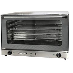 the toaster oven has many racks on it's front and side doors open