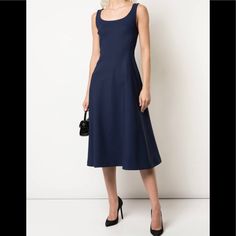 Very Elegant Sophisticated Dress Amazing Fit , Brand New With Tags Pictures With Description Blue Midi Dress For Evening With Flattering Silhouette, Blue Midi Dress With Straight Neckline For Work, Blue Dress With Flattering Silhouette For Evening, Elegant Blue Midi Dress With Flattering Silhouette, Elegant Blue Midi Dress With Straight Neckline, Chic Blue Midi Dress With Straight Neckline, Chic Blue Dress With Flattering Silhouette, Elegant Blue Midi Dress For Cocktail, Brown Midi Dress