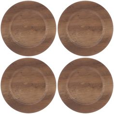 four wooden plates on a white background