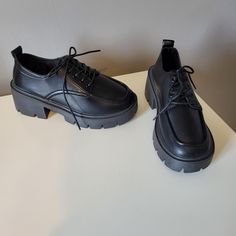 Chunky Goth Oxfords, Bnwt, Size 38. There Is A Tiny Bit Of Scuffing From Storage. Chunky Black Oxford Style Shoes With A Lug Sole. Faux Leather Material. Pet Friendly, Nonsmoking Home Any Questions Please Ask Oxford Shoes Style, Oxford Style, Black Oxfords, Lug Sole, Leather Material, Pet Friendly, Oxford, Faux Leather, Women Shoes