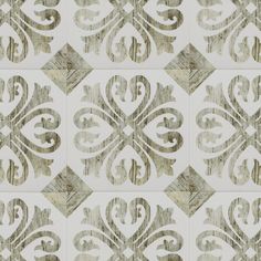 a white and brown wallpaper with an ornate design