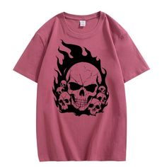 100% Cotton Imported Machine Wash MATERIAL: The fashionable women's summer flame T-shirt is made of cotton material, which is soft, skin-friendly, and comfortable. We suggest customer order 1~2 sizes up for a loose fit. FEATURES: Classic crewneck, short sleeves, unique skeleton print and flame graphic, relaxed fit tunic tee, basic fit, Y2k aesthetic tee is the perfect holiday gift. MATCH: Unisex Skull Tee Pair it with denim shorts, track pants, loafers, sneakers, a hat, a headband, or a bandana Flame Graphic, Fit Y2k, Fitted Tunic, Skull Clothing, Skull Tee, Skeleton Print, Aesthetic Halloween, Basic Fit, Basic Fits