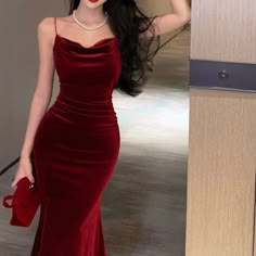 43547067842740|43547067875508|43547067908276|43547067941044 Prom Red Dresses, Dress Party Elegant, Red Dresses For Women, Red Dress Women, Velvet Midi Dress, Bodycon Midi Dress, Red Dresses, Vestidos Prom, Dress Beach