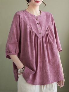 Description Product ID: TP2051468 Material: Cotton, Linen Pattern: Solid Closure: Pullover Season: Summer Style: Fashion, Casual Occasion: Holiday, Party, Daily Package included 1 * Shirt Size Chart (Asian Size): Please allow 1-3 cm measured error. Size Length Chest Sleeve Length M 62cm | 24.4 in 104cm | 40.9 in 42cm | 16.5 in L 63cm | 24.8 in 108cm | 42.5 in 43cm | 16.9 in XL 64cm | 25.2 in 112cm | 44.1 in 44cm | 17.3 in XXL 65cm | 25.6 in 116cm | 45.7 in 45cm | 17.7 in 3XL 66cm | 26.0 in 120cm | 47.2 in 46cm | 18.1 in Stylish Tops For Women Fashion Design, Cotton Tops Designs, Cotton Night Dress, Long Shirt Women, Stylish Kurtis Design, Modele Hijab, Linen Pattern, Stylish Tops For Women, Modest Dresses Casual