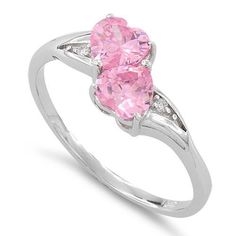 Top of ring height: 8mm

 Top of ring width: 8.6mm


Band width: 3.9mm


Shank width: 1.4mm




Stone material: pink & clear cubic zirconia



Center stone size: 5mm x 5mm



Stone shape: heart shape (center) & round



Center stone carat weight: 0.4 ct.



Total number of CZ stones: 4



Stone setting: basket prong setting





Metal: 925 sterling silver


Plating: rhodium plated 


Finish: high polish Heart Shaped Diamond Ring, Double Heart Ring, Heart Promise Rings, Cz Pendant, Stone Setting, Double Heart, Rings Cool, Pink Ring, Cz Ring