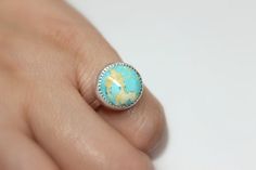 SIZE 5.75 6 Round Royston Turquoise Sterling Silver Ring | Gugma Jewelry Turquoise Sterling Silver Ring With Bezel Setting, Untreated Turquoise Sterling Silver Ring, Everyday Turquoise Ring With Gemstone, Everyday Turquoise Gemstone Ring, Sterling Silver Turquoise Ring With Bezel Setting, Sterling Silver Turquoise Ring With Bezel Setting As Gift, Sterling Silver Turquoise Ring For Anniversary, Sterling Silver Turquoise Ring With Bezel Setting For Anniversary, Sterling Silver Bezel Set Turquoise Ring As Gift